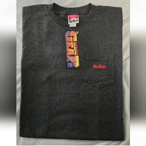 Marlboro Unlimited Deadstock Grey Stripe Pocket Short Sleeve Tee L/XL